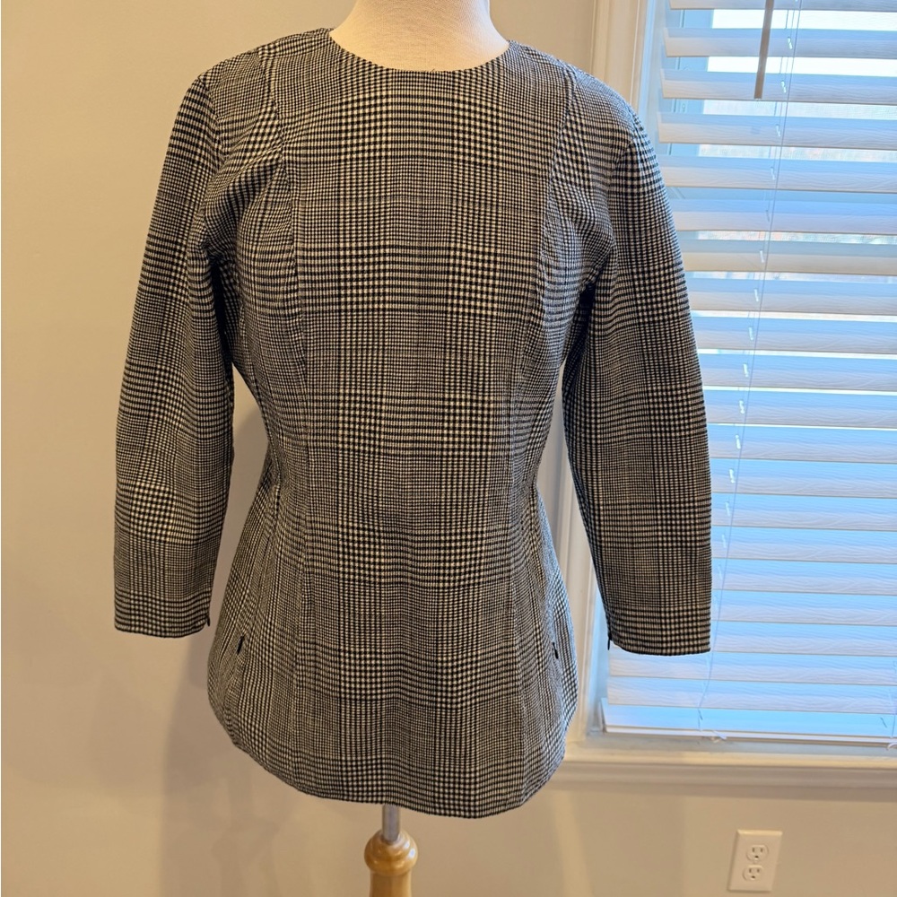Theory Monochrome Checkered Blouse